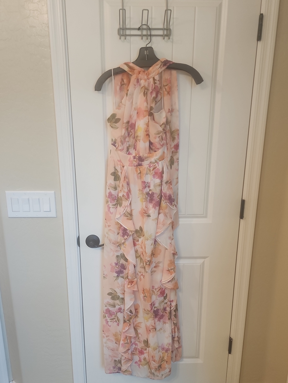 Joyce Chiffon Dress - Coral Sunset Peonies